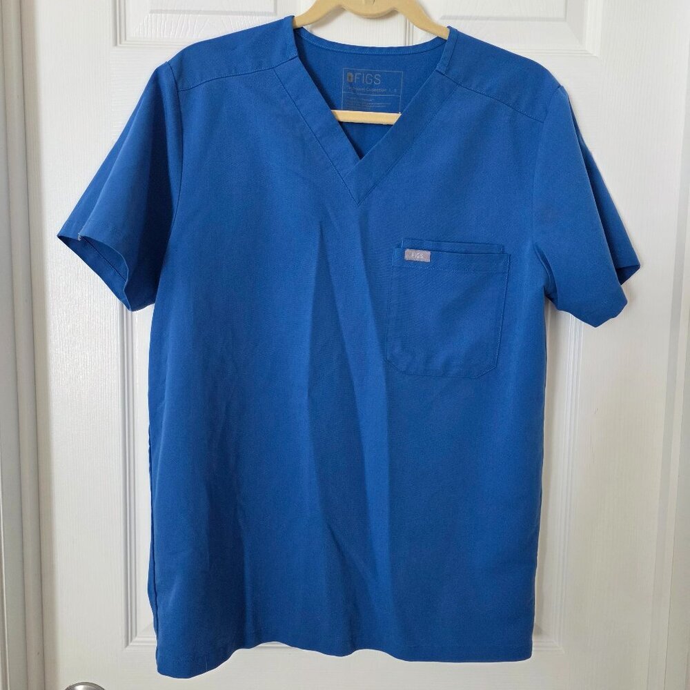Figs Royal Blue Men's Leon 3 Pocket Scrub Top FM#1500 PO# 1657 Sz Small